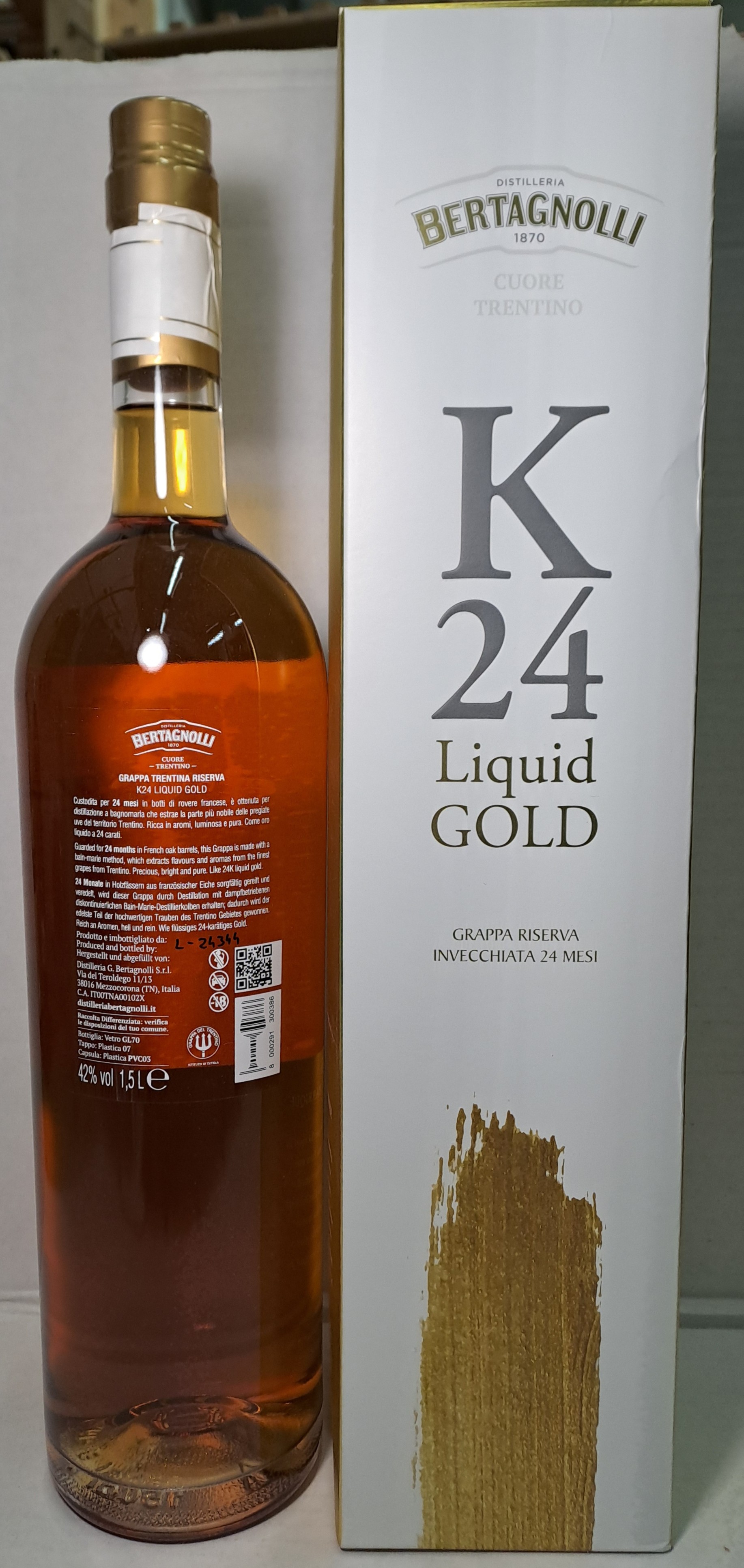 Bertagnolli Grappa K24 Riserva 24 Monate Barrique